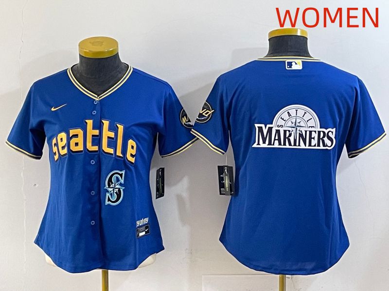 Women 2025 Seattle Mariners Blank Blue City Edition Nike MLB Jersey style 15